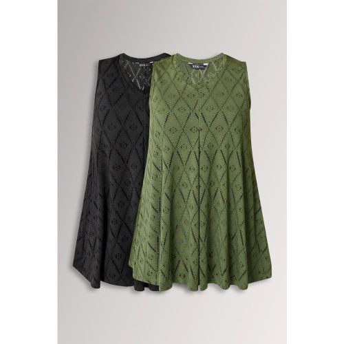 Et Lot De 2 Débardeurs En Maille Pointelle Noir Et Vertsize 44 - Yours - Modalova