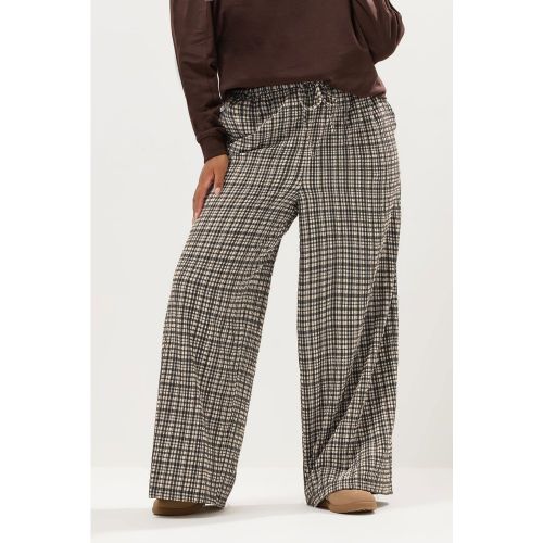 Pantalon Large Gris À Carreaux Vichy Texturé Size Short > 40 - Yours - Modalova