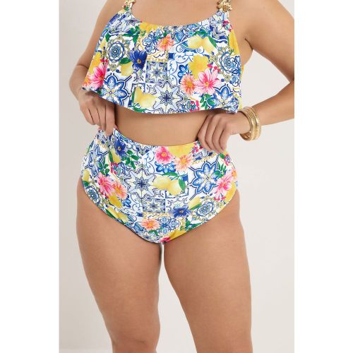 Bas De Bikini À Taille Super Haute Bleu À Motif Mosaïque Méditerranéen Size 44 - Yours - Modalova