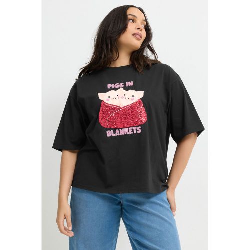 Tshirt En Coton Noir « Pig In Blankets » Size 48 - Limited Collection - Modalova