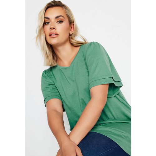 Curve Green Double Angel Sleeve Tshirt, Grande Taille & Courbes - Yours - Modalova