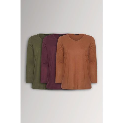 Lot De 3 Tshirts Manches Longues Tons Automnal Size 54-56 - Yours - Modalova