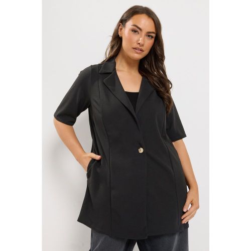 Blazer Noir À Manches Courtes Size 40 - Yours - Modalova