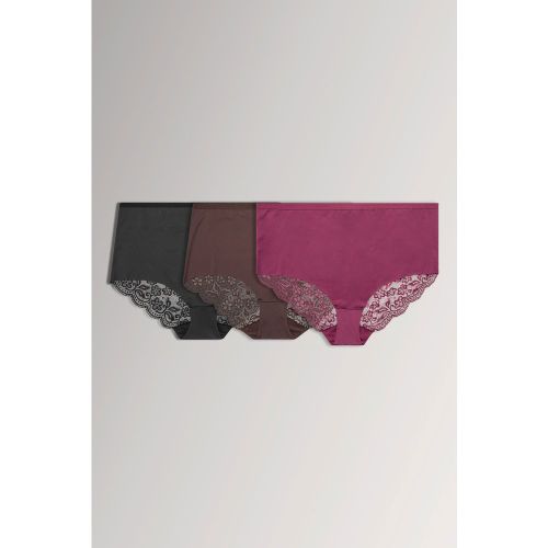 Et Lot De 3 Culottes Couvrantes Bordeaux Et Marron Chocolat En Dentellesize 66-68 - Yours - Modalova