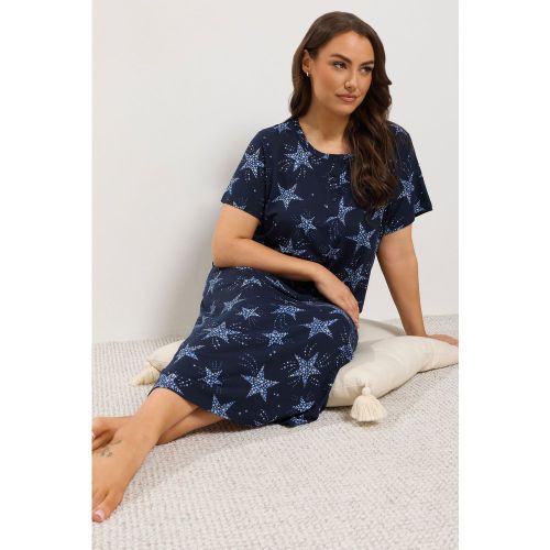 Chemise De Nuit Milongue Bleu Marine À Boutons Et Motif Étoile Size 58-60 - Yours - Modalova