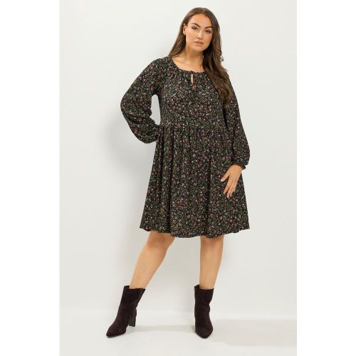 Robe Noire À Petites Fleurs Avec Lien À L'encolure Size 58-60 - Yours - Modalova