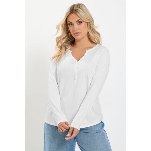 Haut Blanc Ivoire En Coton À Manches Longues Et Col Tunisien Size 40 - Yours - Modalova