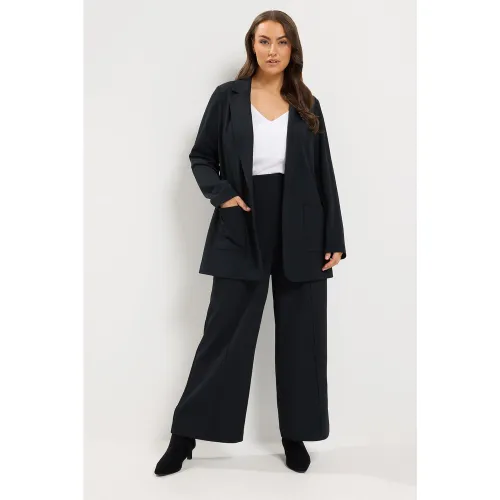 Pantalon Noir À Plis Sur Le Devant Size Short > 54-56 - Yours - Modalova