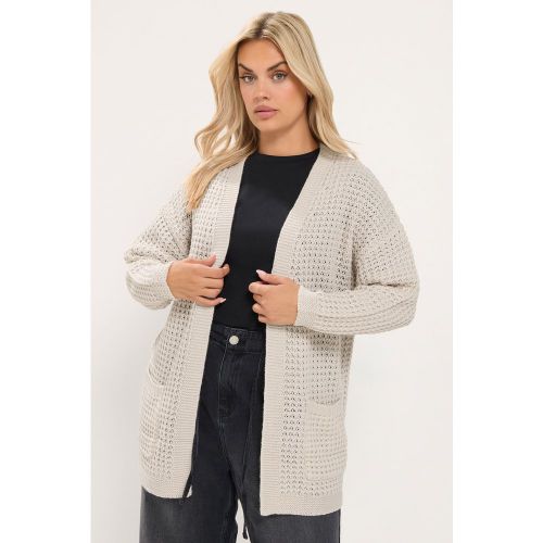 Cardigan En Maille Gaufrée Marron Naturel Size 50-52 - Yours - Modalova