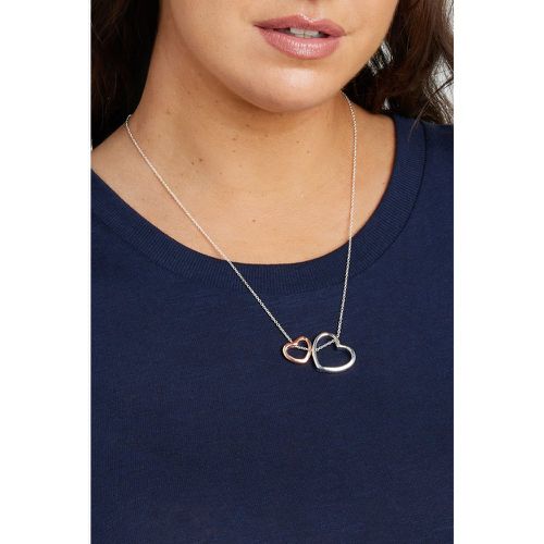 Two Tone Silver & Rose Gold Heart Pendant Necklace - Yours - Modalova