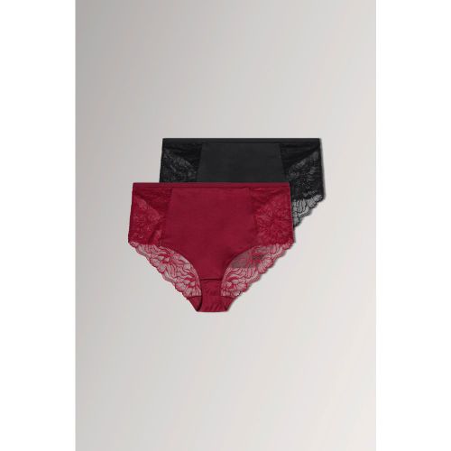 Et Lot De 2 Culottes Couvrantes Rouge En Microfibre Et Dentellesize 42-44 - Yours - Modalova