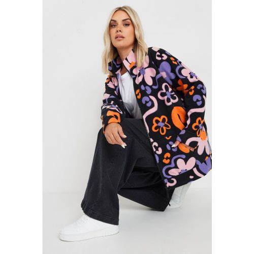 Gilet Noir & Rose Floral Polaire Fermeture Éclair Size 50-52 - Yours - Modalova
