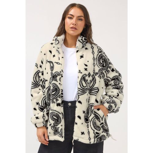 Veste Polaire Entièrement Zippée Ivoire À Motif Cachemire Size 44 - Yours - Modalova