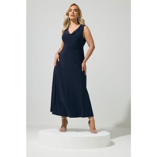 Yours Robe Longue Bleu Marine Drapée Sur Le Devantsize 58-60 - Yours London - Modalova