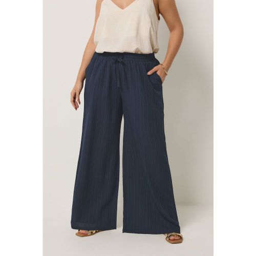 Pantalon Large Bleu Marine Texturé Size 46 - Yours - Modalova