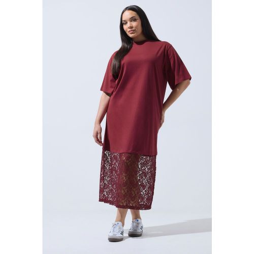Robe En Coton Bordeaux À Ourlet En Dentelle Size 46 - Limited Collection - Modalova
