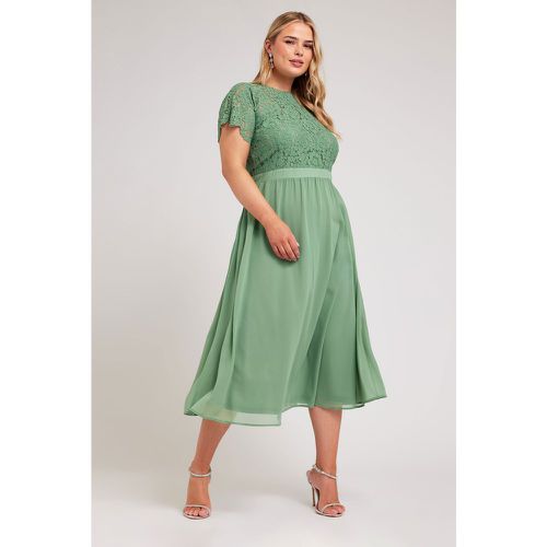 Curve Green Lace Sweetheart Midi Dress, Grande Taille & Courbes - Yours London - Modalova