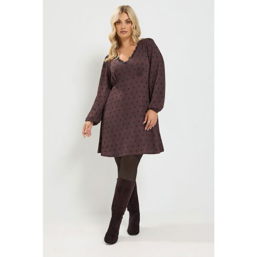 Robe Marron Chocolat À Bordure En Dentelle Size 40 - Yours - Modalova