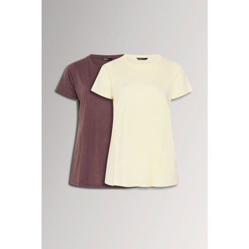 Lot De 2 Tshirts Basiques Marron Chocolat Et Jaune Size 48 - Yours - Modalova