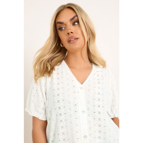 Top Blanc Broderie Anglaise Manches En Ballons Size 62-64 - Yours - Modalova