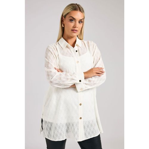 Chemisier Boutonné Blanc Long Texturé Size 46 - Yours London - Modalova
