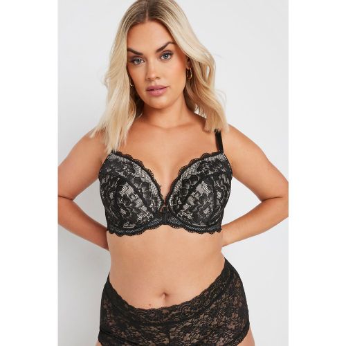 Soutiengorge Noir Dentelle Rembourré Plongeant Size 100F - Yours - Modalova
