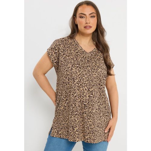 Tshirt À Poche À Imprimé Léopard Marron Size 62-64 - Yours - Modalova