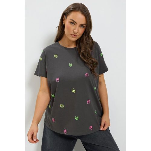 Tshirt Gris À Tête De Mort Brodée Size 42 - Yours - Modalova