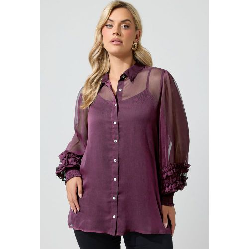 Chemise Volantée Violette À Motif Abstrait Size 50 - Yours London - Modalova