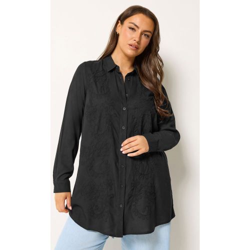 Chemise Noire À Broderie Florale Size 48 - Yours - Modalova