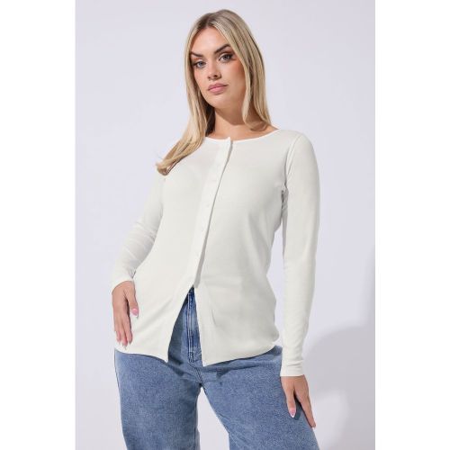 Top Côtelé À Manches Longues Blanc Size 50-52 - Limited Collection - Modalova
