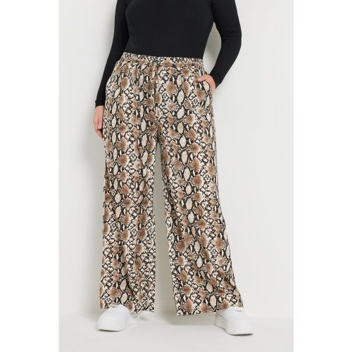 Pantalon Wide Leg Marron Design Serpent Size 44 - Yours - Modalova