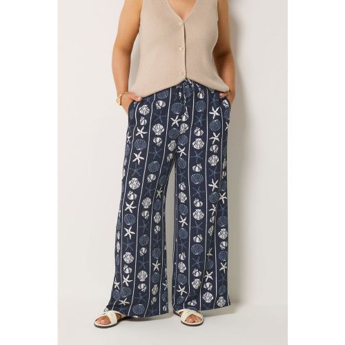 Pantalon Large Effet Froissé À Imprimé Coquillage Size 46 - Yours - Modalova