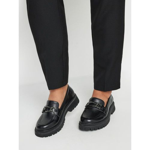 Black Chain Detail Chunky Loafers In Wide E Fit - Yours - Modalova