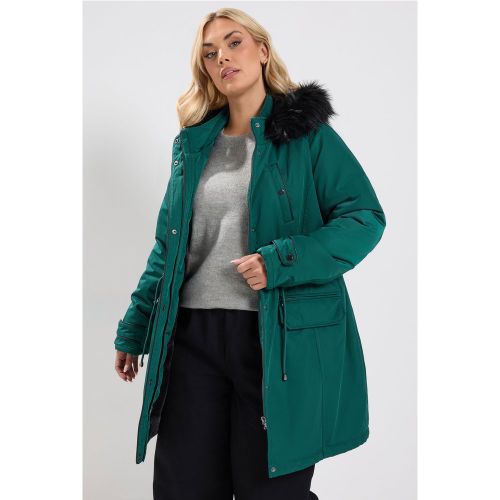 Parka Verte À Bordure En Fausse Fourrure Size 44 - Yours - Modalova