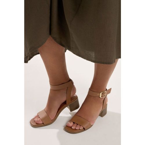 Sandales À Talons Carrés En Similicuir Marron, Coupe Large Esize 43EEE - Yours - Modalova