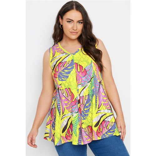 Curve Yellow Leaf Print Vest Top, Grande Taille & Courbes - Yours - Modalova