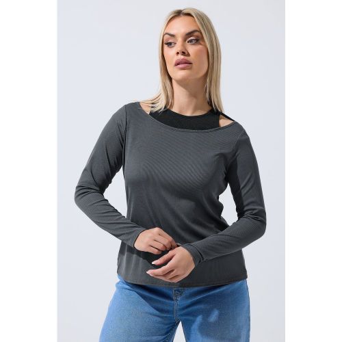Tshirt 2 En 1 Gris Côtelé À Manches Longues Size 50-52 - Limited Collection - Modalova