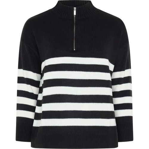 Pull À Col Zippé Noir Et Blanc À Rayures Size 46-48 - Yours - Modalova