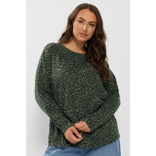 Tshirt Basique Grande Taille À Manches Longues Vert Kaki À Imprimé Animalier Size 46 - Yours - Modalova