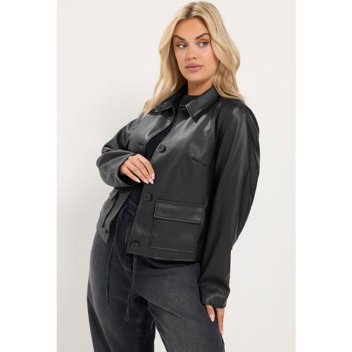 Veste À Boutons En Similicuir Noir Size 48 - Yours - Modalova