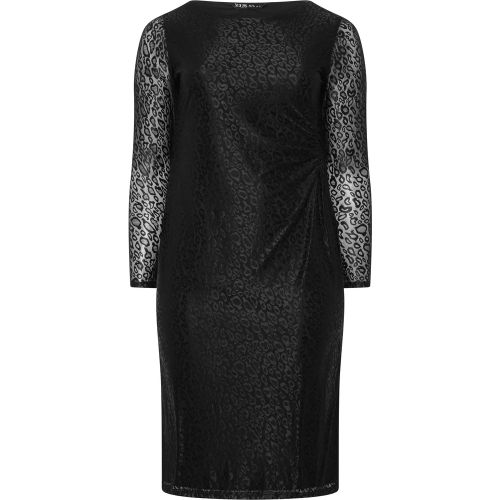 Robe Milongue Froncée Sur Le Côté Noire À Imprimé Léopard Size 58-60 - Yours - Modalova