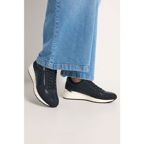 Baskets Compensées Matelassées Bleu Marine Coupe Large Esize 40E - Yours - Modalova