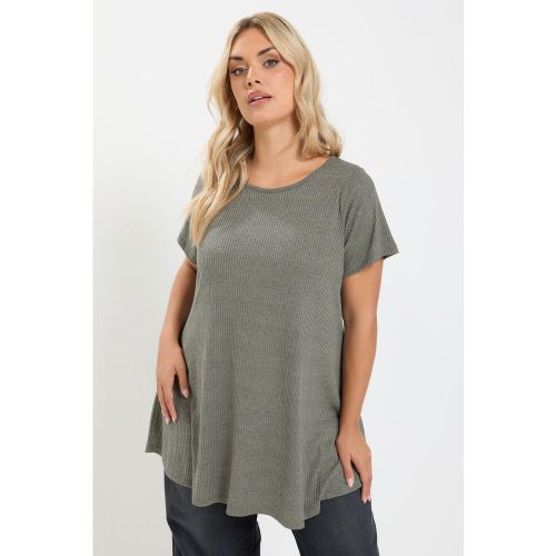 Tshirt Côtelé Doux Au Toucher Gris Foncé Size 46 - Yours - Modalova