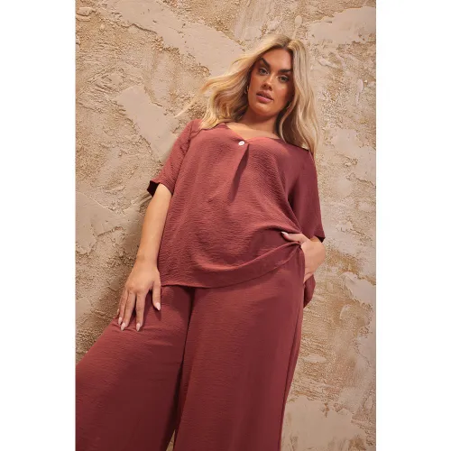 Blouse Rouille Boutonnée Manches Courtes Size 50-52 - Yours - Modalova