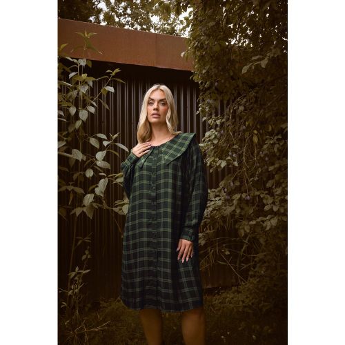 Robe Courte À Carreaux Vert Kaki Size 50-52 - Yours - Modalova
