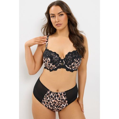 Soutiengorge Rembourré En Dentelle À Imprimé Léopard Noir Size 115E - Yours - Modalova