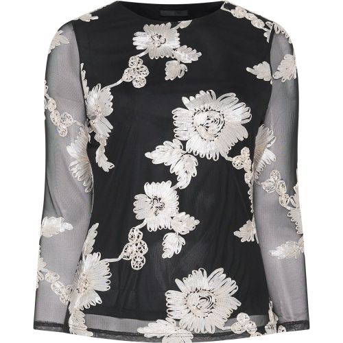 Top En Mesh Noir Monochrome À Fleurs Size 40 - Yours - Modalova