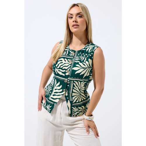 Gilet Vert À Imprimé Feuille De Palmier Size 38 - Limited Collection - Modalova