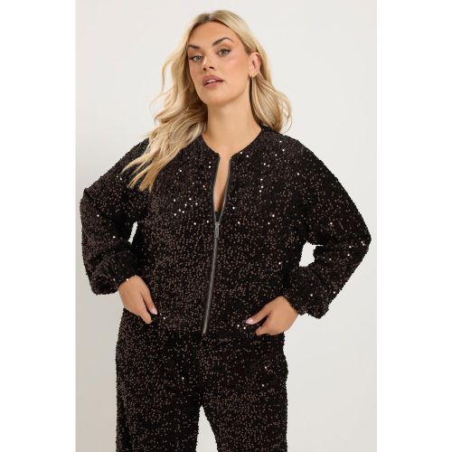 Bomber Marron Chocolat À Sequins Size 40 - Yours - Modalova